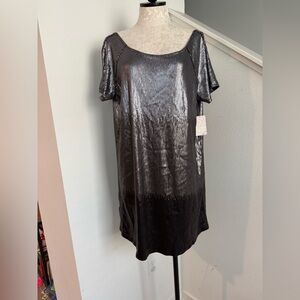 NWT Free People Drenched in Sequins Dress Ombré silver glitter Combo large.